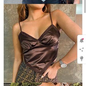 Yesstyle satin lace trim tie back top (2 tops)